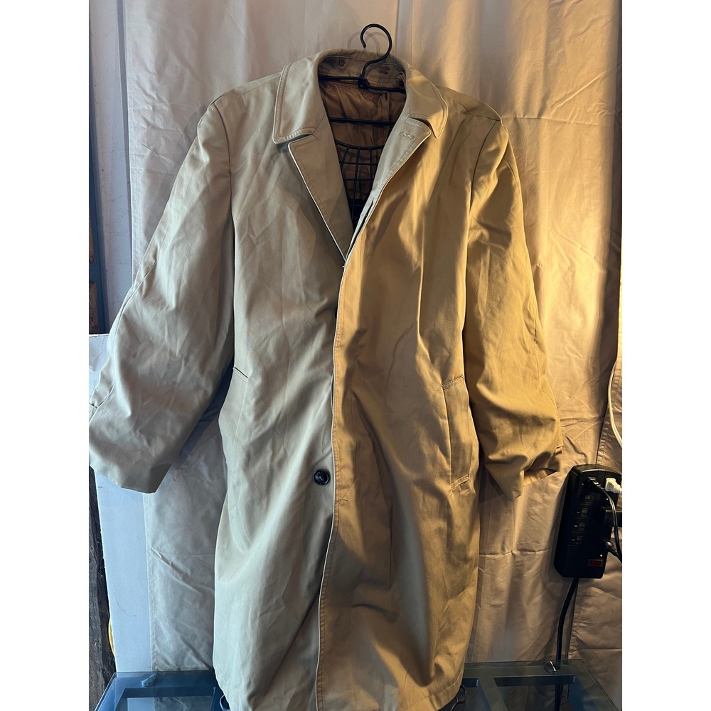 ALLANDER HOUSE OF FRASER Mens Tan Classic Trench Coat Plaid Lined Made in Poland